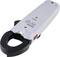 A white current clamp meter with a black gripping arm for current measurement, depicted on a white background.