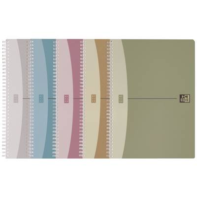 A spiral-bound notebook with a rainbow pattern in pastel tones, without any specific text or additional details.