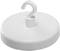 White, round magnet with a hook.