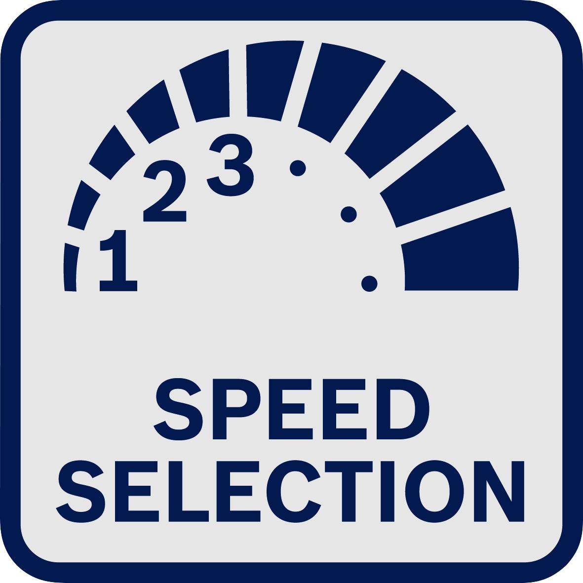 'Image of a speed switch, showing selection 1 to 3. Text underneath: SPEED SELECTION.'