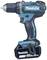 A cordless drill driver from Makita with an 18V lithium-ion battery, black and blue casing, suitable for home and professional use.