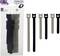 Pack of reusable hook-and-loop cable ties in black and grey, minimum of 8 pieces, with a loop for easy fastening.