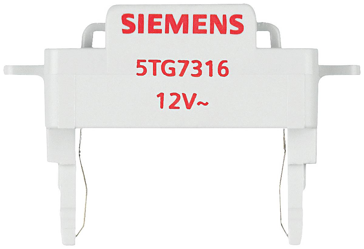 A white electrical component with the inscription 'SIEMENS 5TG7316 12V~', likely a part for electrical applications.