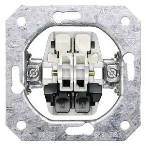 A light switch unit with a metal frame showing two toggle switches. Suitable for electrical installations in interior spaces.