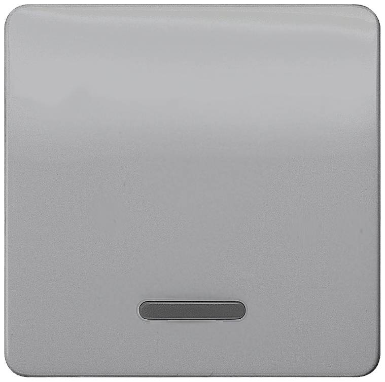 A grey light switch on a white wall.