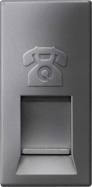 A grey light switch with an icon of an antique telephone on it.