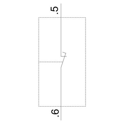 Broken line in a rectangular diagram. Numbers '5' and '6' on the sides. Used to represent measurements or dimensions.