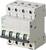 A four-pole Siemens circuit breaker, model type C16, suitable for 400V circuits to protect against overload and short circuit.