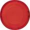 Red, round plastic disc on a white background.