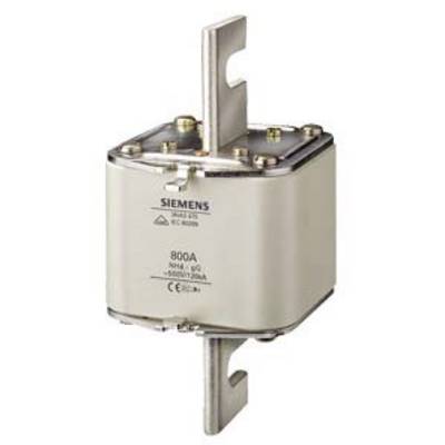 A square Siemens NH fuse insert, Type NH4 gg, 800A, with metal contacts at the top and bottom, for protection in electrical systems.