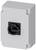A grey electrical enclosure with a black rotary switch at the front, likely for control or safety switching.