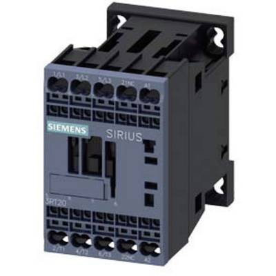 'SIEMENS SIRIUS 3RT20 contactor' in close-up. Shows the front view of an electrical contactor with multiple connection terminals.