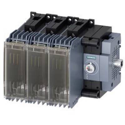 A Siemens electrical switchgear with three transparent protective covers and a central rotary switch.