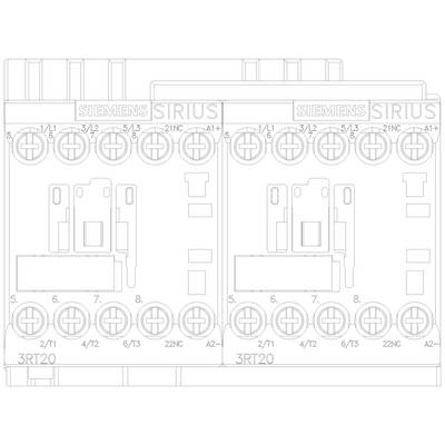 Figure shows two Siemens SIRIUS 3RT20 contactors in schematic representation with connection terminals and labels.