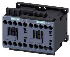 A Siemens electrical contactor, Sirius model, in a dark housing, suitable for industrial applications and switching circuits.
