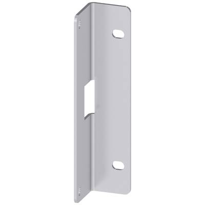 Silver metal mounting bracket with four fixing holes and a rectangular cutout in the centre.