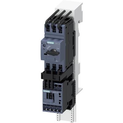 Illustration of a Siemens SIRIUS contactor, mounted on a DIN rail, for controlling electrical equipment.