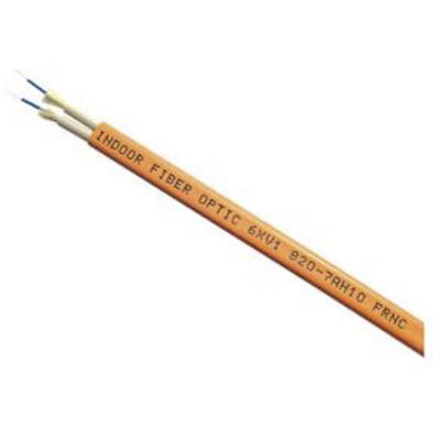 An orange fibre optic cable marked 'INDOOR FIBER OPTIC 6XVI 920-7AH10 FRNC', suitable for indoor use.