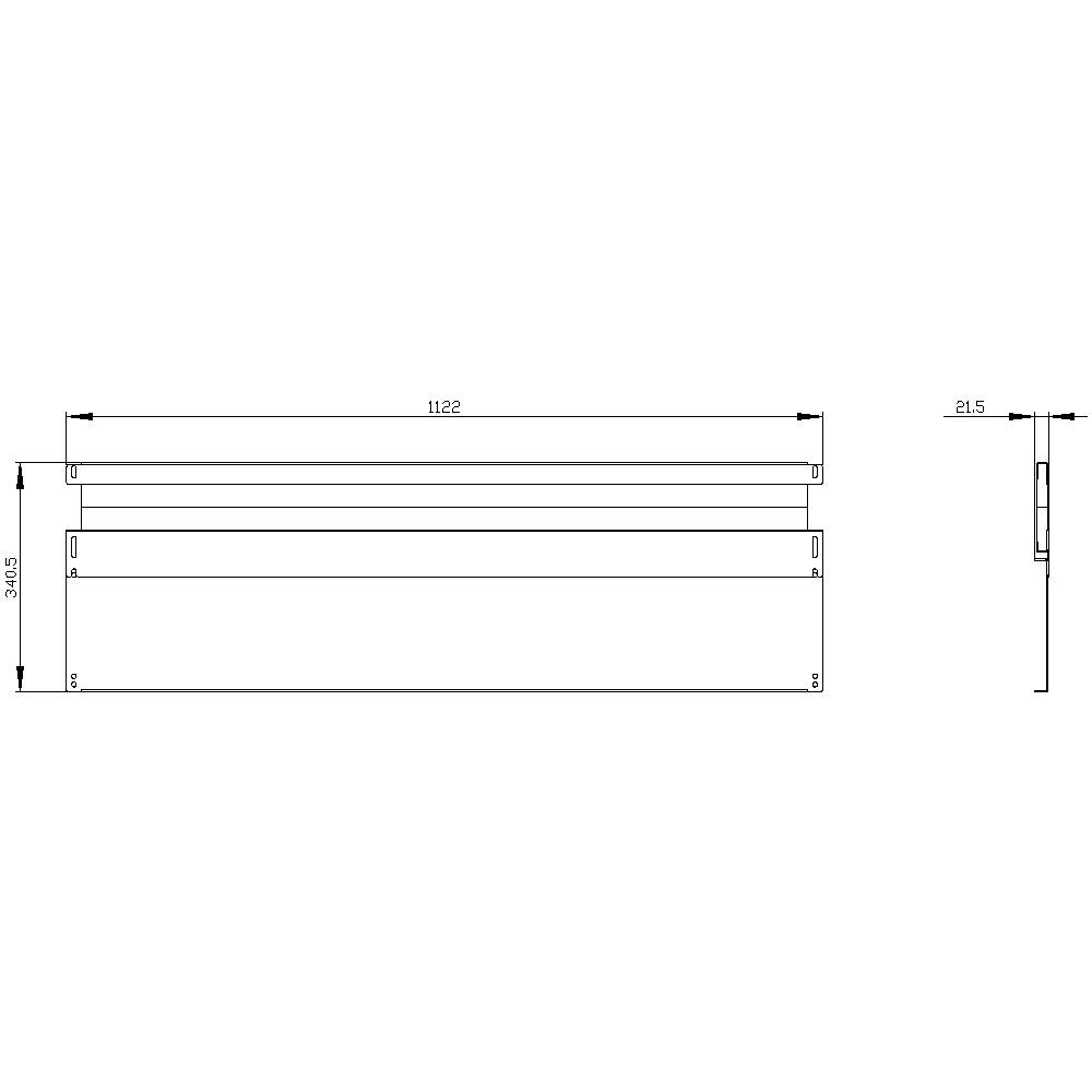 Technical Drawing of a Rectangular Object with Dimensions: Width 1122 mm, Height 315 mm, Depth 21.5 mm. Front and side view.