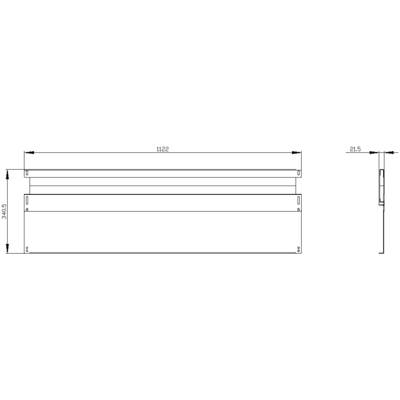 Technical Drawing of a Rectangular Object with Dimensions: Width 1122 mm, Height 315 mm, Depth 21.5 mm. Front and side view.
