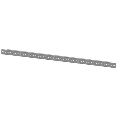 Metal rail with uniform perforations, used for mounting purposes. Suitable for fastening in various applications.
