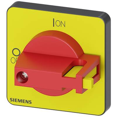 A red-yellow main switch with 'ON' and 'OFF' settings, Siemens brand. Used for safely interrupting electrical circuits.