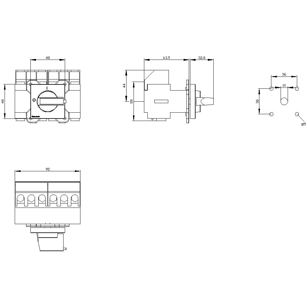 Black 6-pin 16 mm² 25 A 690 V AC Siemens 3LD21223VK11-2
