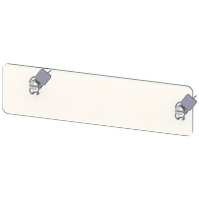 Rectangular glass board with two silver clips at the top corners, used for fastening or presentation.