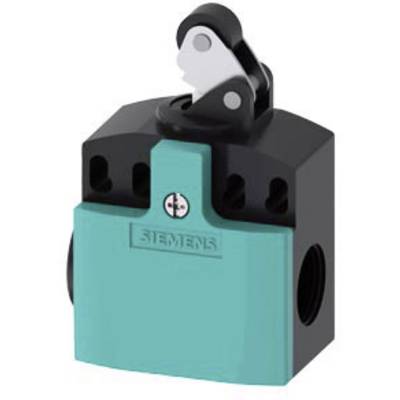 'Blue, square electrical component with a tiltable black lever on top. Label: Siemens.'