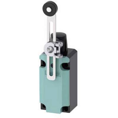 An electrical limit switch with a lever arm, used for position monitoring of machines in industrial applications.