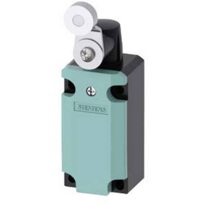 A green Siemens limit switch with a black housing and silver actuating lever.