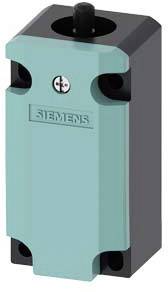 Rectangular electrical switch housing by Siemens in turquoise and black. Contains logo and round opening on the top surface.