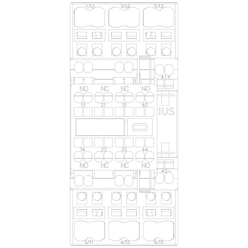 Circuit diagram of a switchboard with multiple rows of contacts and terminals, marked with 'NO' and numbered sequentially.