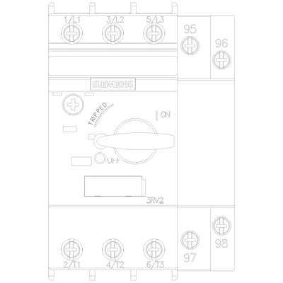 'Switching device with switch and marked on/off positions, connection terminals at bottom left and right. Marking: 3RV2.'