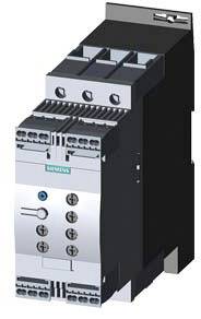 A black and silver electrical component with a Siemens logo. It has multiple ports and switches on the front panel.