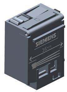 A black, rectangular technical component with the inscription 'SIEMENS' and another illegible marking underneath.