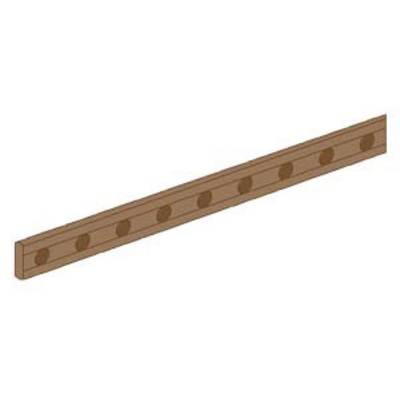 A brown wooden slat with several round indentations is depicted. This could be part of a piece of furniture or a building project.