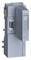 Industrial device in grey with multiple plug connections, including a 9-pin connector. Used in automation systems.