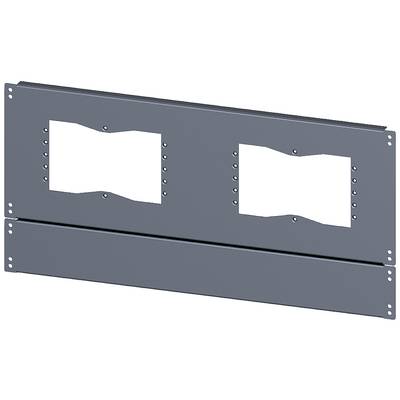 Metal plate with two rectangular cut-outs, suitable for mounting on an electronic equipment rack.
