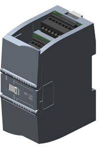 Device of an industrial automation system with multiple connection ports and a housing in dark grey and black tones.