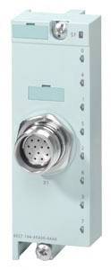 An electrical device with a silver, circular connection on a light blue casing. Numbered display ranging from 0 to 8 on the side.