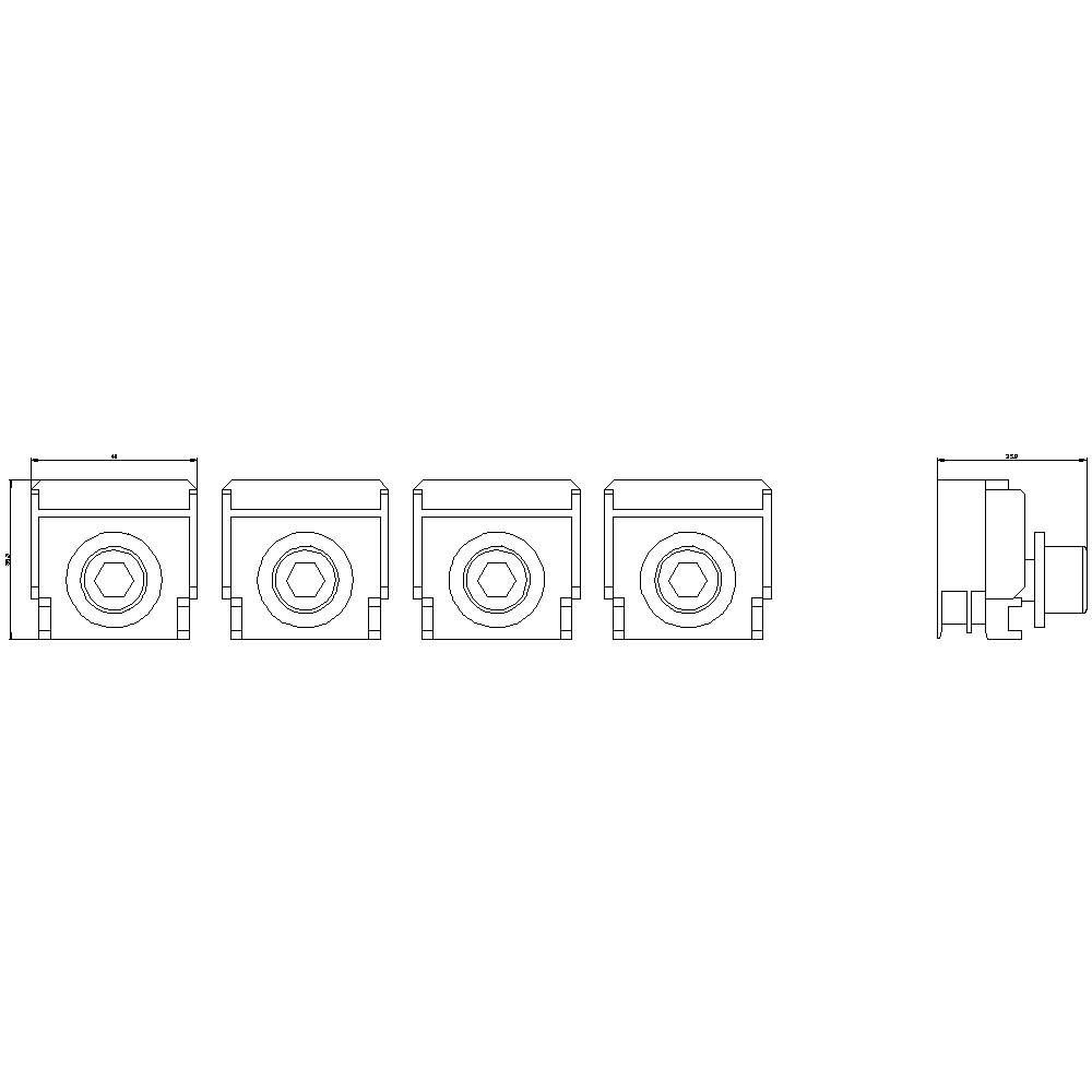 Linear technical drawings of four rectangular boxes in different views, showing dimensions and proportions.