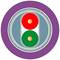 A circular symbol with red and green light points in the centre, surrounded by a purple circle.