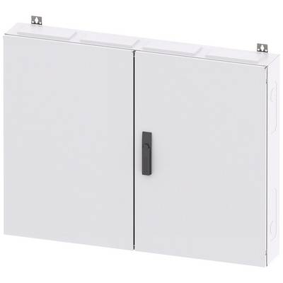 Metal cabinet with two doors and a black handle in the centre, suitable for storage or industrial use.
