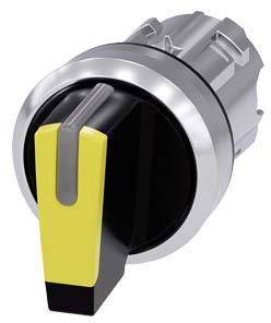 Rotary switch with a yellow tip and grey housing, used for controlling or activating machine functions.