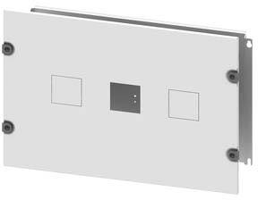 Mounting plate with multiple square cutouts and screws at the corners for fixing to a wall or surface.