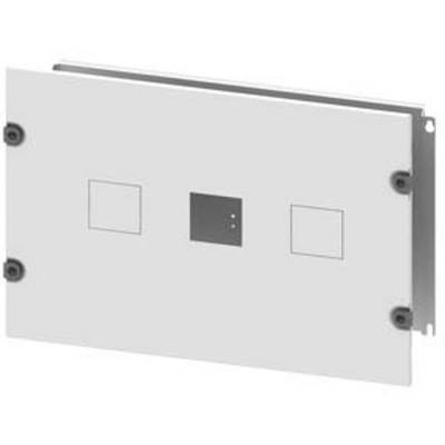 Mounting plate with multiple square cutouts and screws at the corners for fixing to a wall or surface.