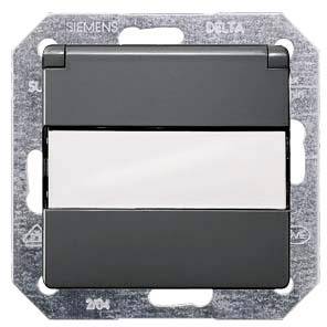Light switch with a rectangular design and metallic border, comprising three vertical segments, with the middle segment in white.