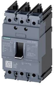 A three-pole performance protection switch by Siemens with the lever in the switched-on position. The device is used to protect electrical circuits.