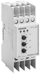 A white Siemens contactor with four terminals on the top and three rotary switches on the front for controlling electrical loads.